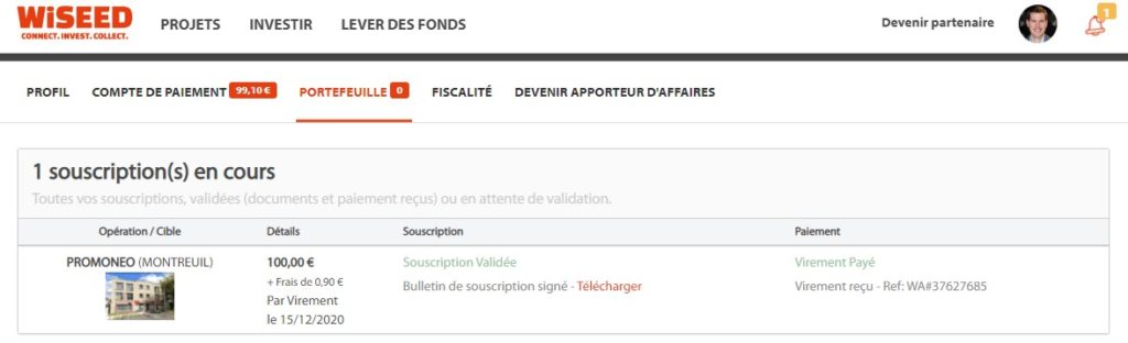 mes investissements sur wiseed